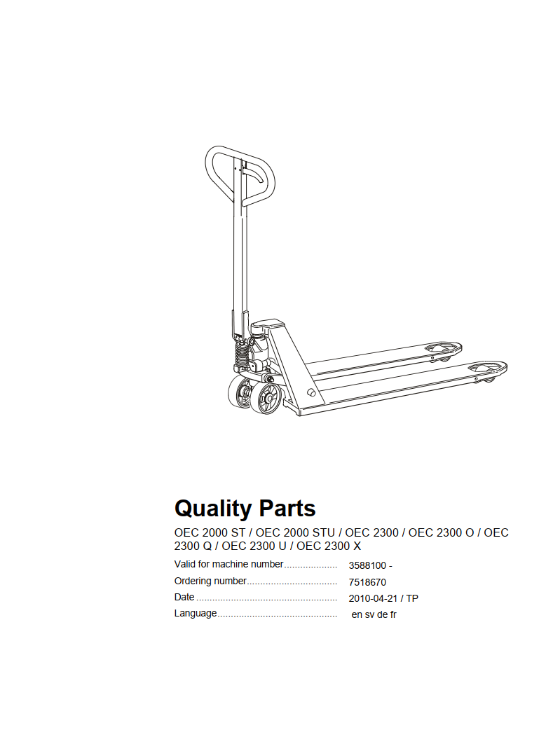 CESAB HAND PALLET HANDLER PARTS COLLECTION