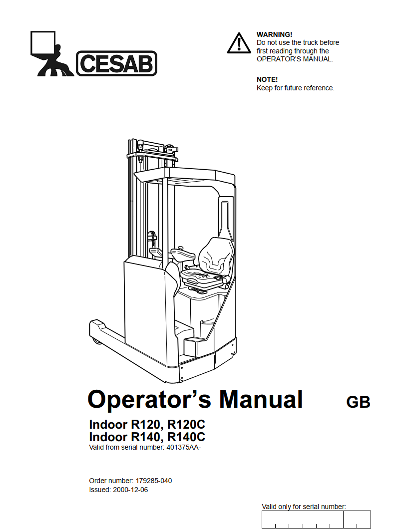 CESAB R120C ELECTRIC FORKLIFT