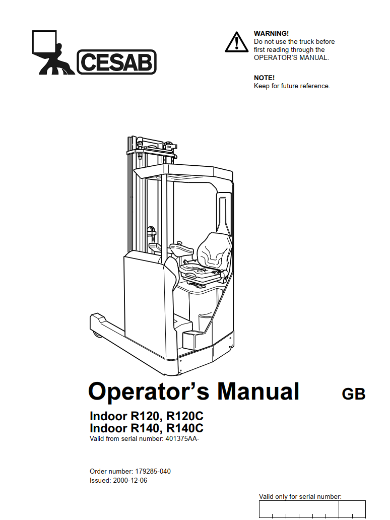 CESAB R140 ELECTRIC FORKLIFT
