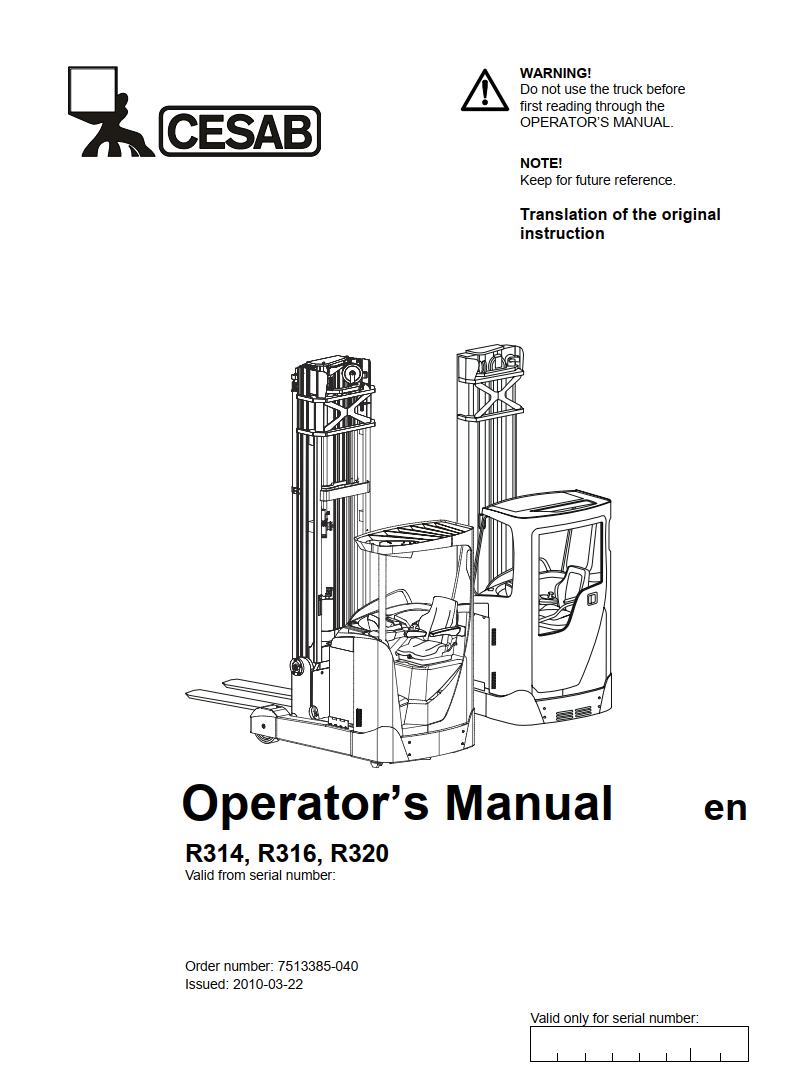 CESAB R314 ELECTRIC PALLET FORKLIFT