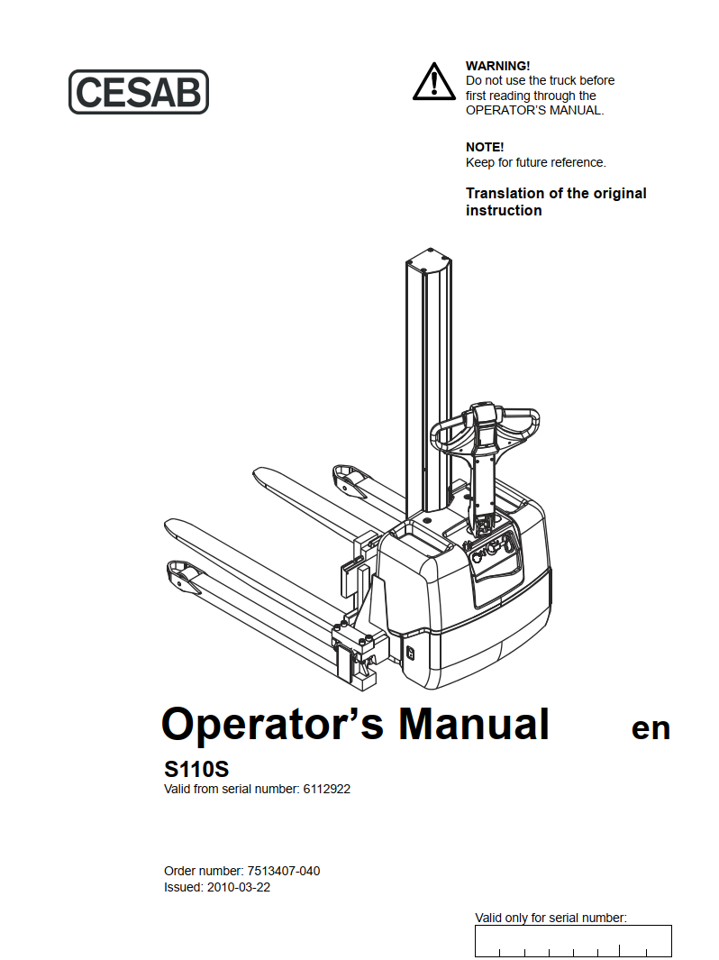 CESAB S110S PALLET TRUCK