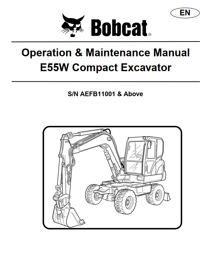 BOBCAT E SERIES E55W EXCAVATOR LOADER TRACTOR