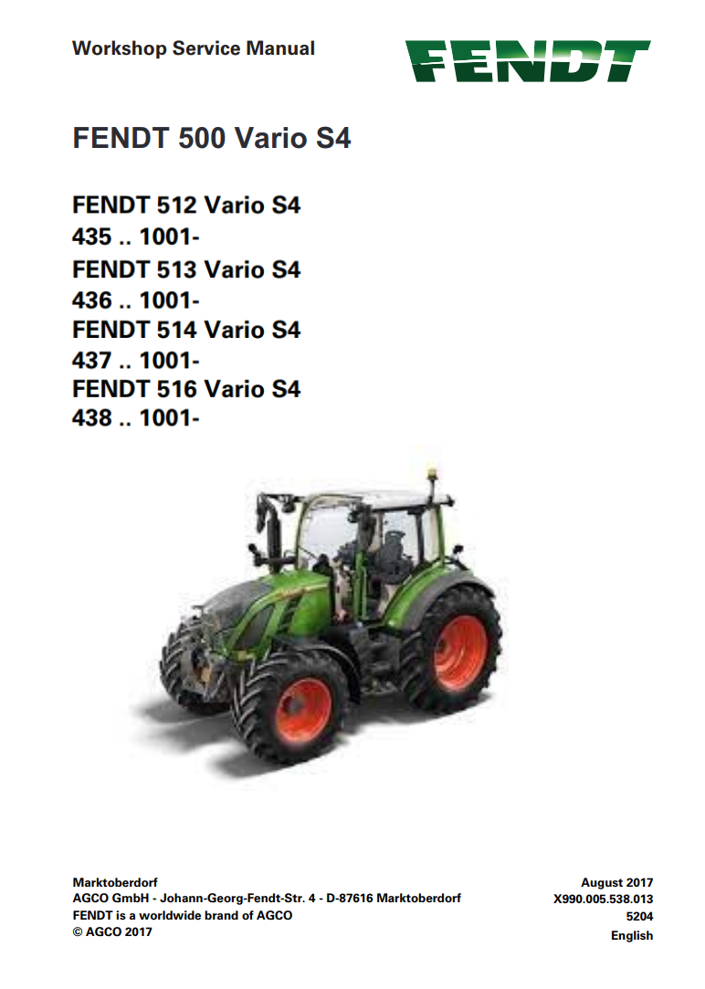 FENDT 500 512 513 514 516 VARIO S4 TRACTOR