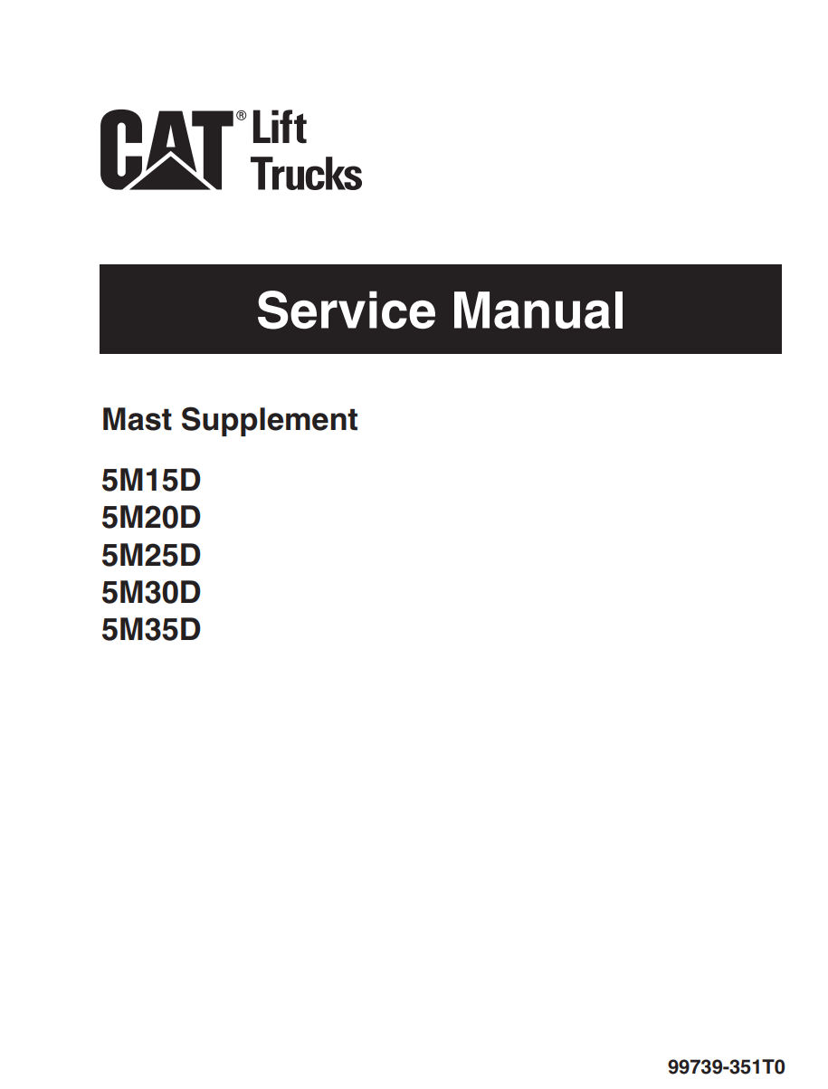 CATERPILLAR CAT 5V15D 5V20D 5V25D 5V30D 5V35D FORKLIFT
