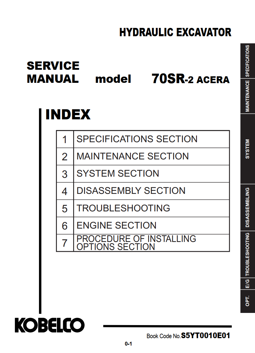 KOBELCO 70SR-2 ACERA CRAWLER EXCAVATOR