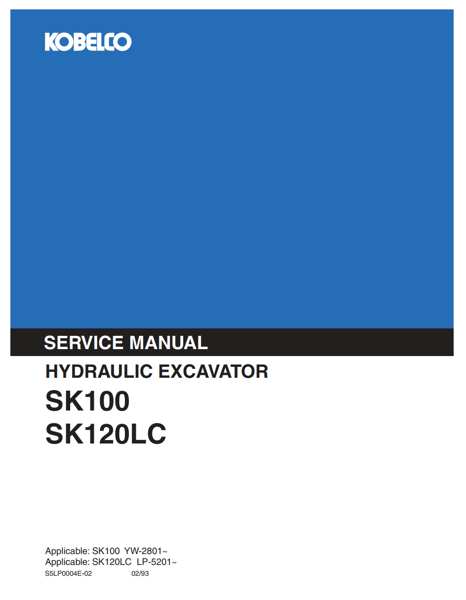 KOBELCO SK100 SK120 SK120LC TRACKED EXCAVATOR
