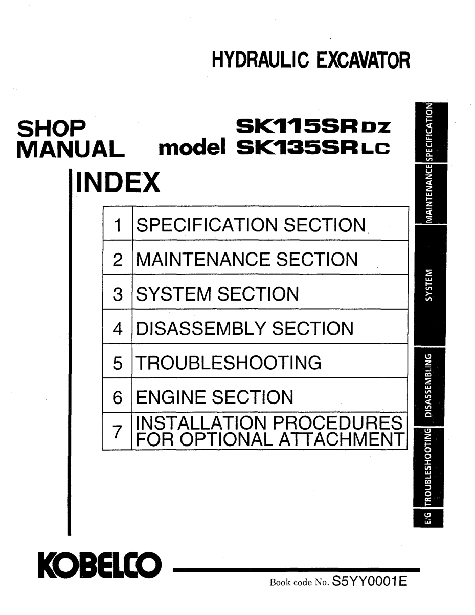 KOBELCO SK115SRDZ, SK135SRLC CRAWLER EXCAVATOR