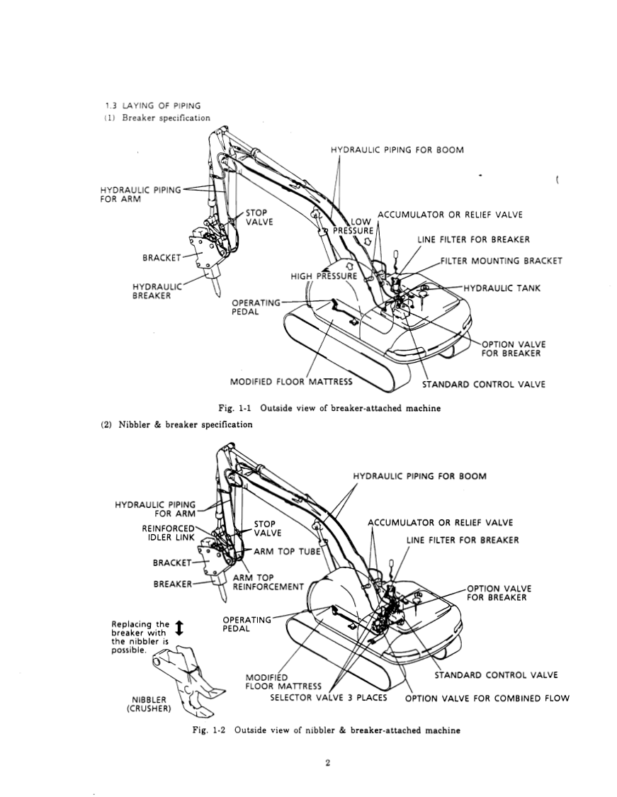 KOBELCO SK200-2, SK200LC-2 MOUNTING BREAKER, NIBBLER, BREAKER HYDRAULIC EXCAVATOR