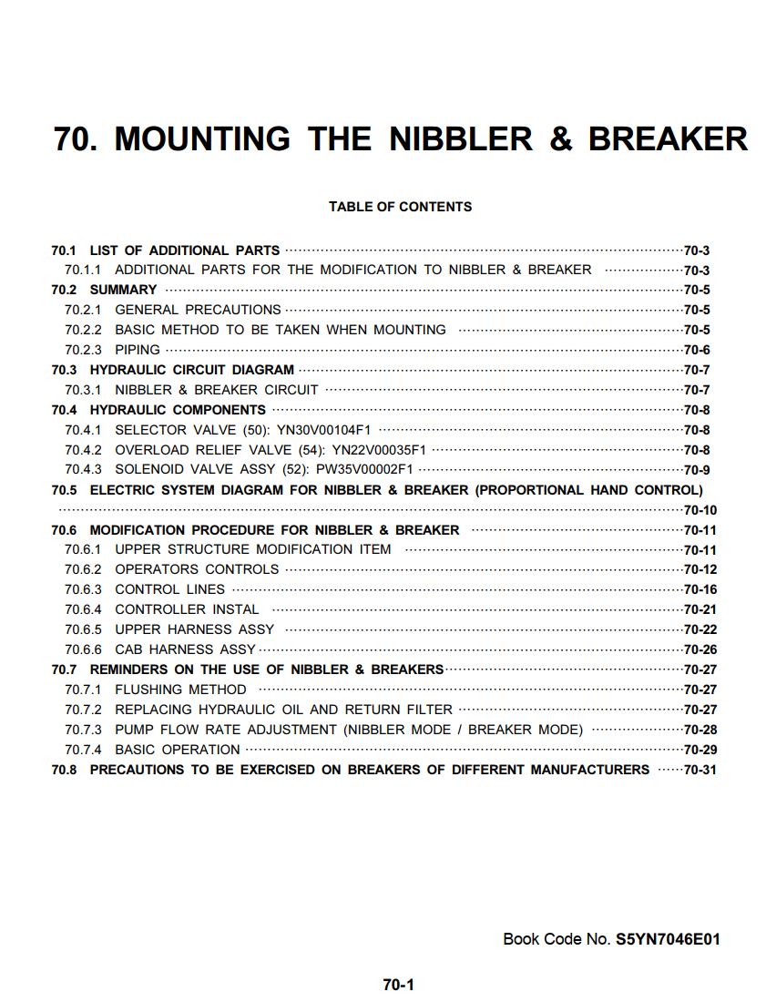 KOBELCO SK210LC-9 (FITTING MANUAL) NIBBLER AND BREAKER SHOP MANUAL