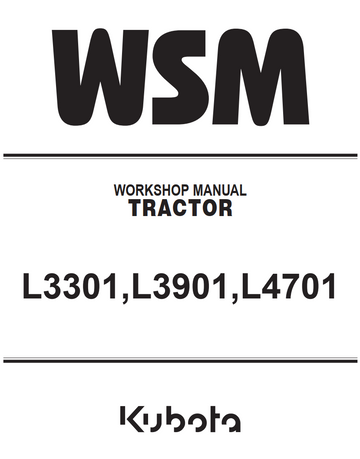 KUBOTA L L3301 L3901 L4701 TRACTOR WORKSHOP SERVICE REPAIR, OPERATOR'S MANUAL