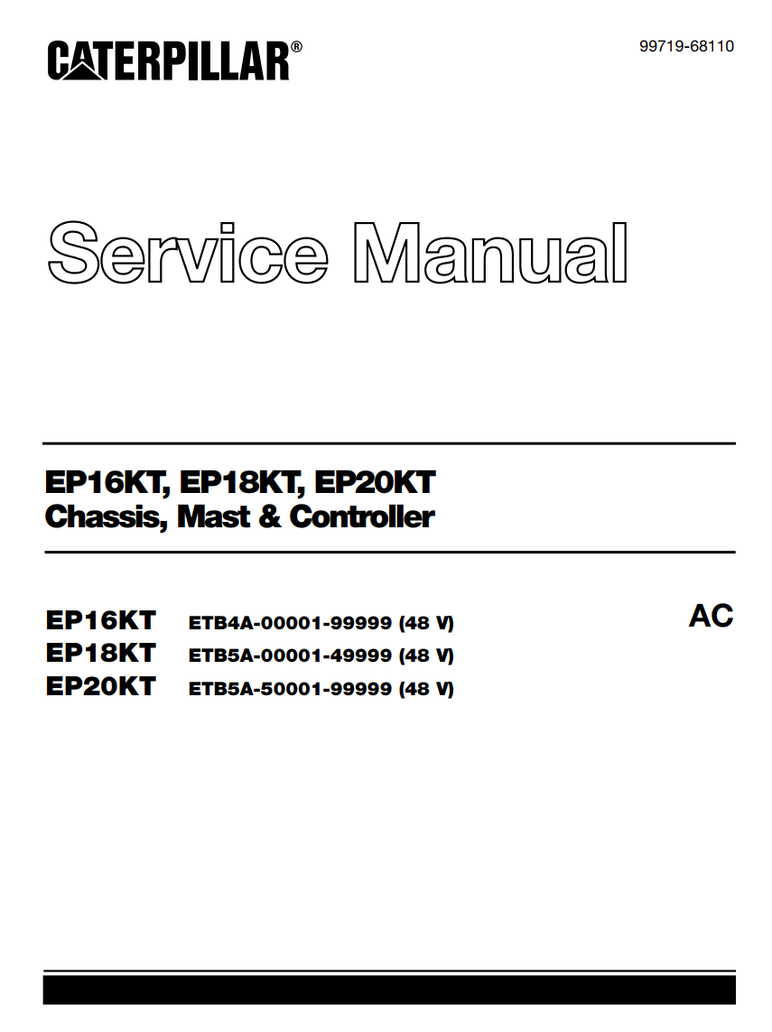 CATERPILLAR CAT EP16KT EP18KT EP20KT 36V 48V FORKLIFT