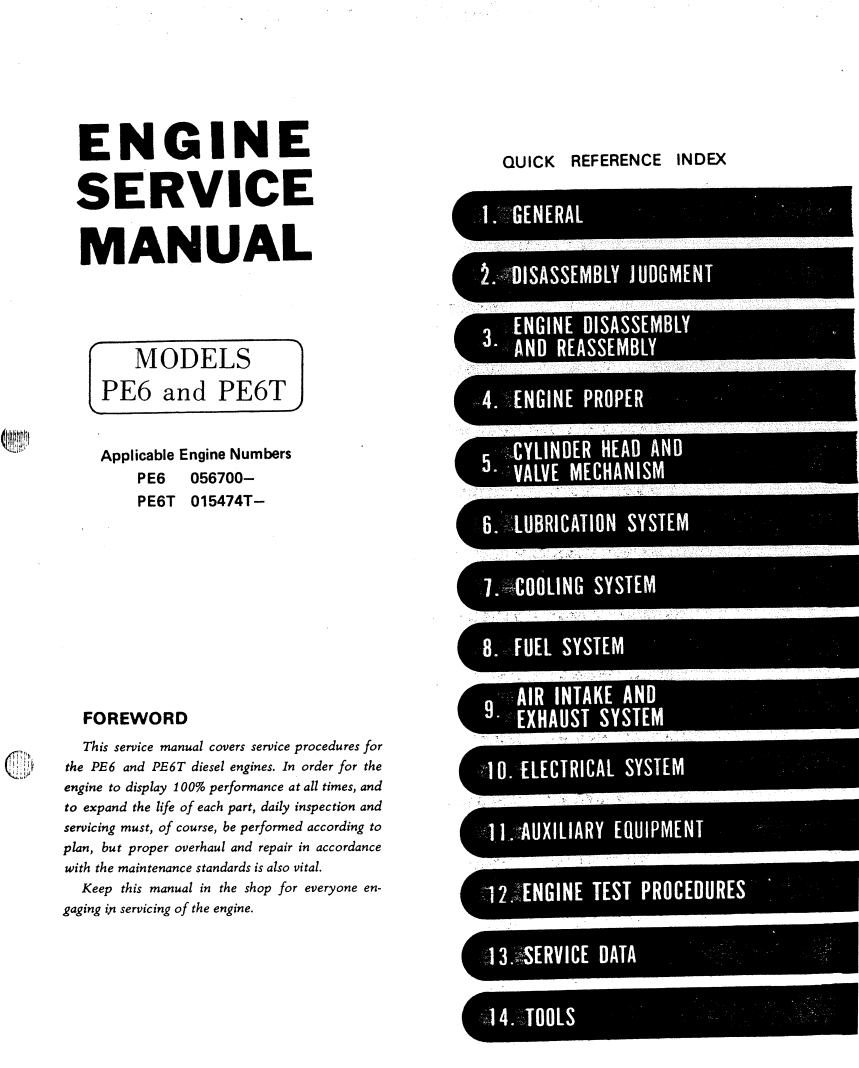 KOBELCO NISSAN PD6 AND PD6T DIESEL ENGINE 