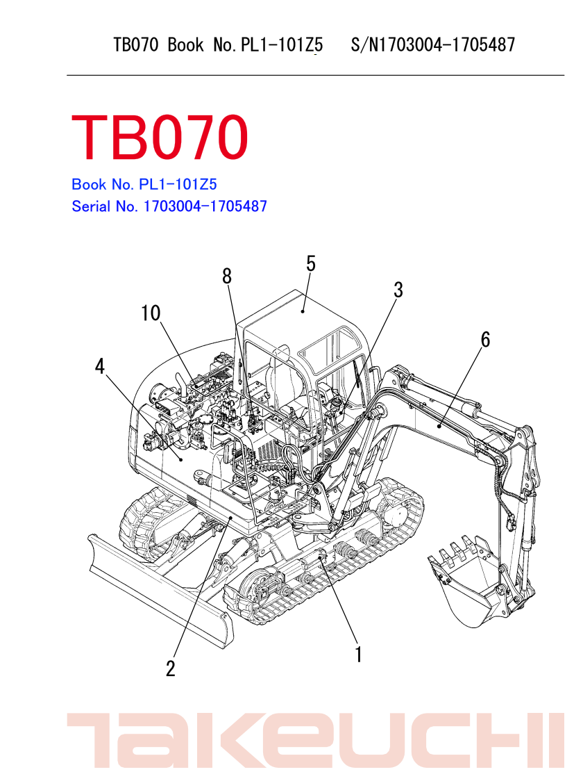 TAKEUCHI TB070 MINI EXCAVATOR WORKSHOP MANUAL