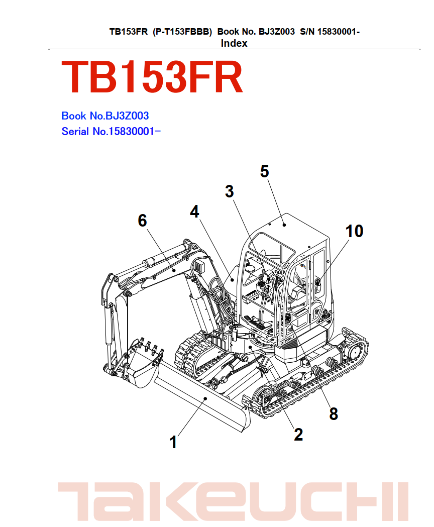 TAKEUCHI TB153FR PARTS MANUAL