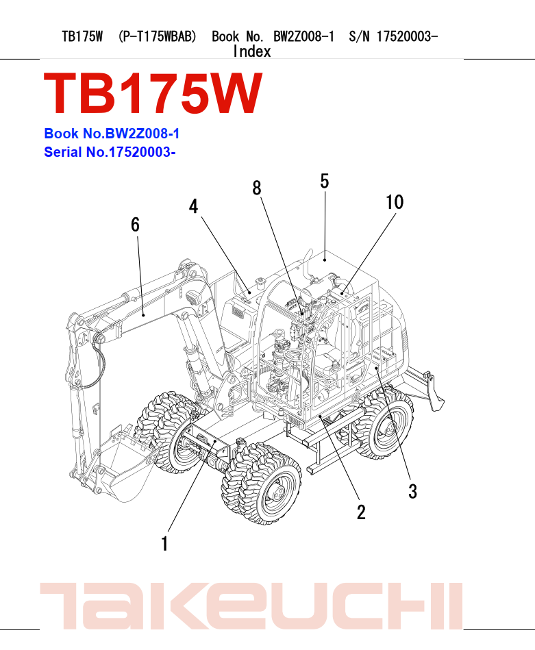 TAKEUCHI TB175W PARTS CATALOG