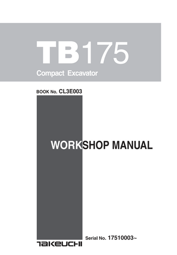 TAKEUCHI TB175 TB175W COMPACT MINI EXCAVATOR
