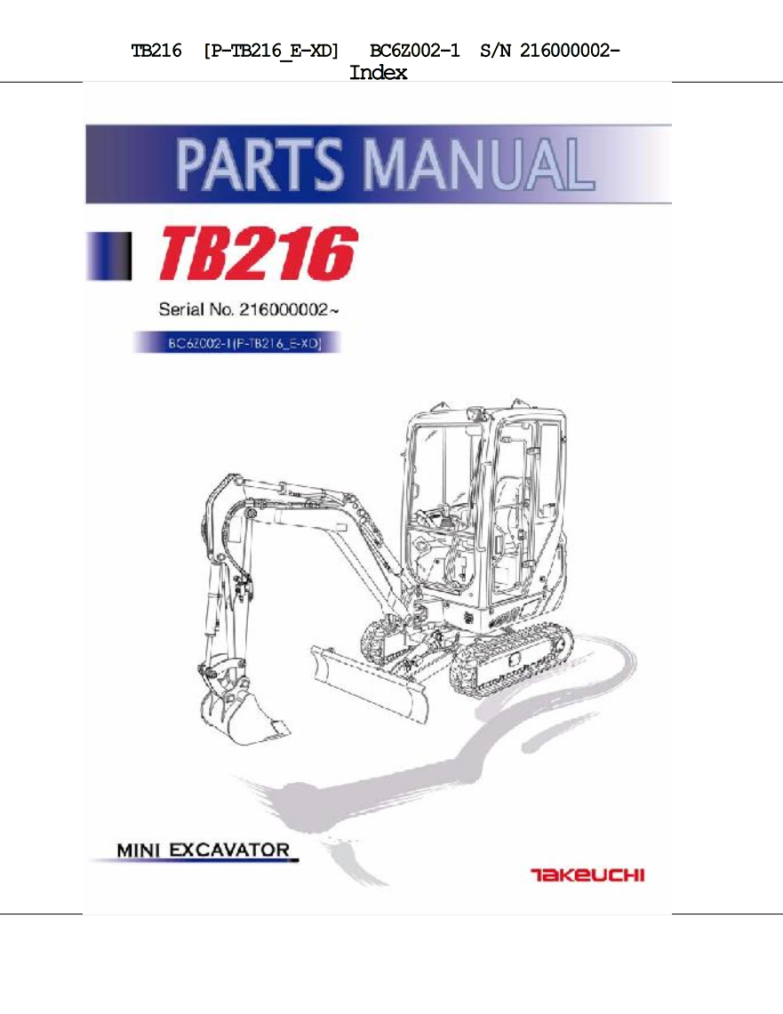 TAKEUCHI TB216 PARTS CATALOG