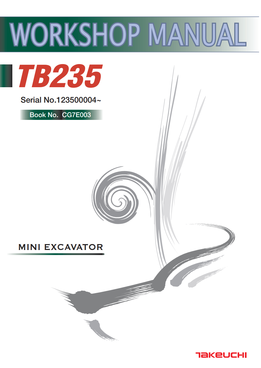 TAKEUCHI TB235 COMPACT EXCAVATOR WORKSHOP MANUAL