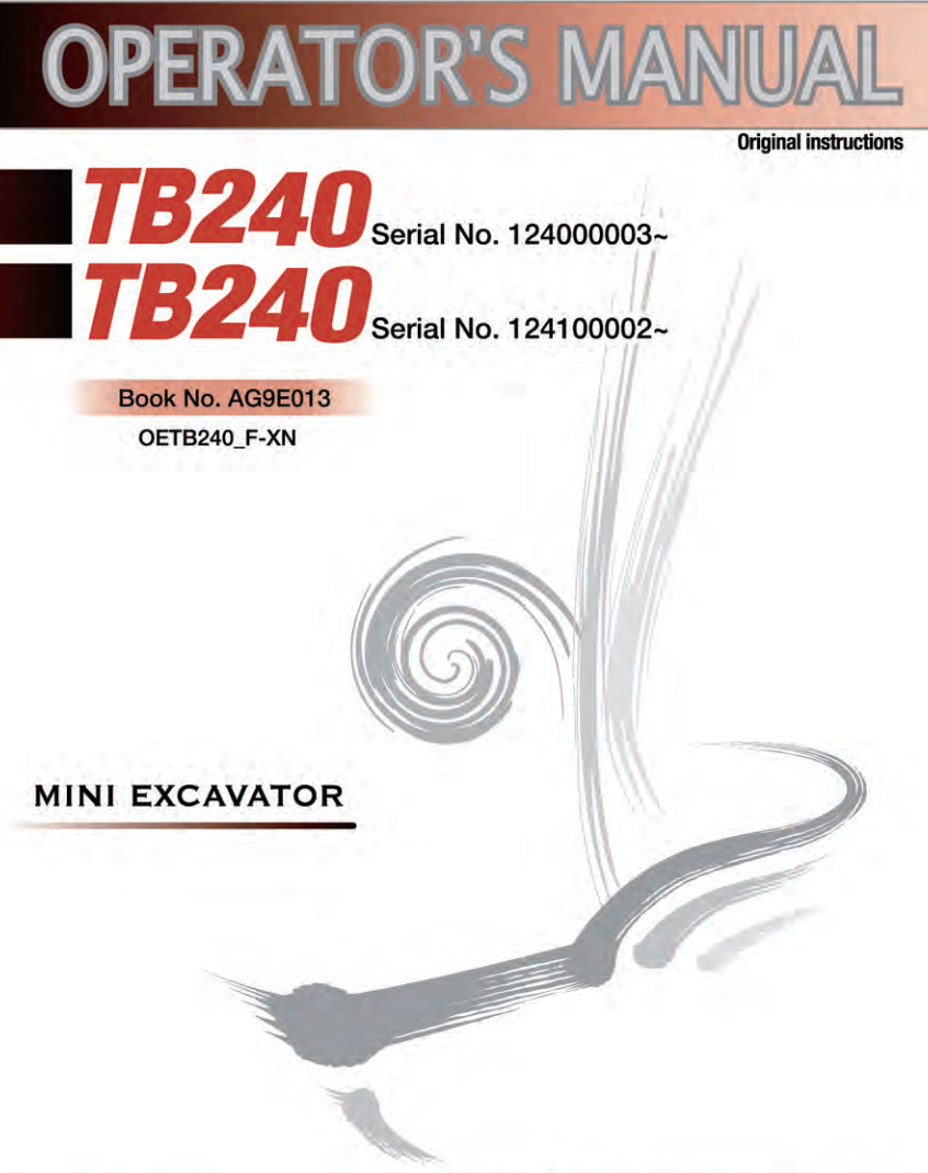 TAKEUCHI TB240 OPERATION MANUAL
