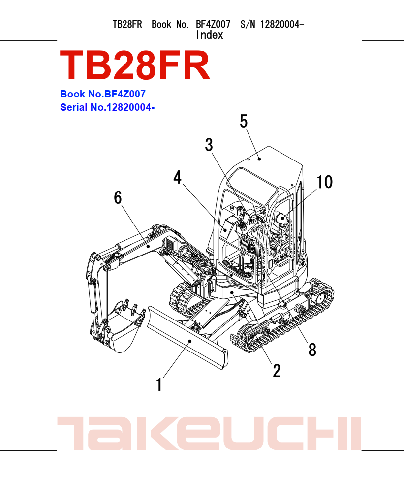 TAKEUCHI TB28FR PARTS CATALOG