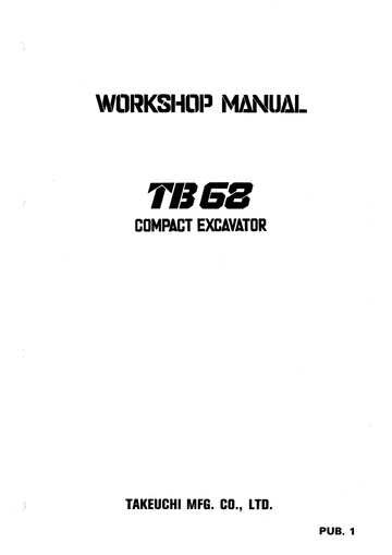 TAKEUCHI TB68 COMPACT EXCAVATOR WORKSHOP MANUAL