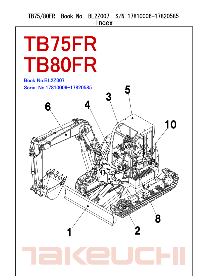 TAKEUCHI TB80FR PARTS CATALOG