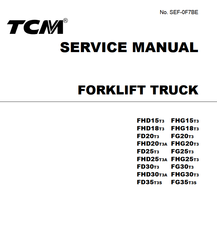 TCM FD FG FHD FHG SERIES FORKLIFT TRUCK