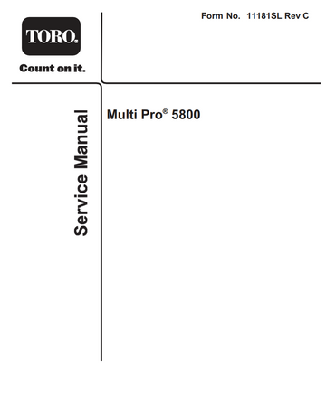 TORO MULTIPRO 5800 TURF SPRAYER