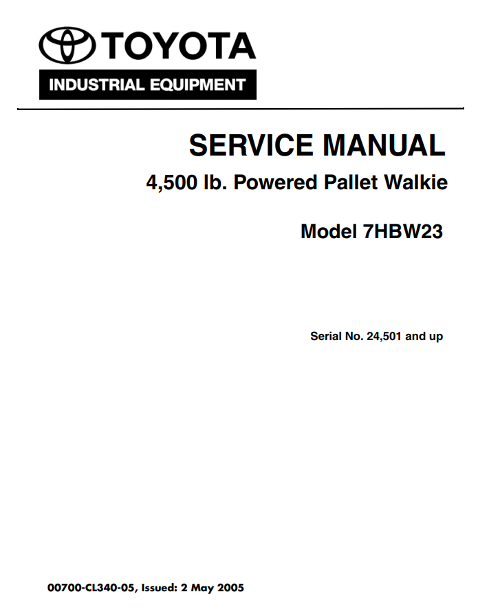 TOYOTA 7HBW 7HBW23 POWERED PALLET WALKIE