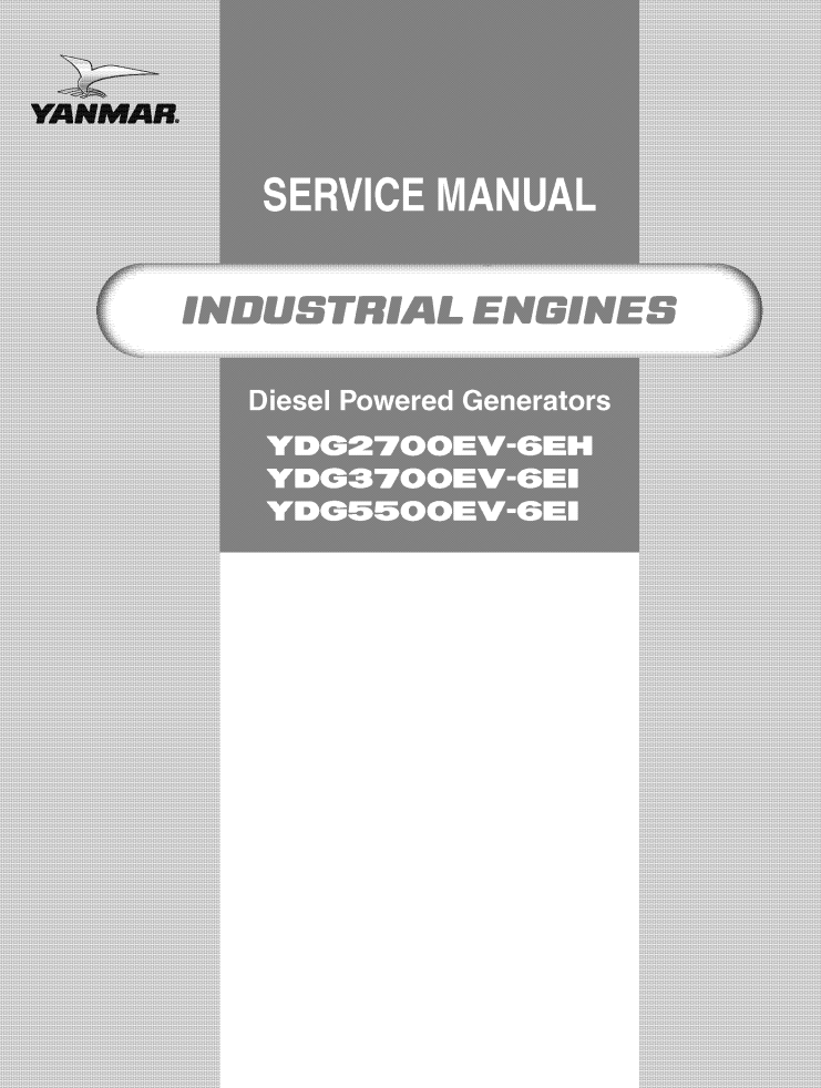 YANMAR YDG2700 YDG3700 YDG5500 DIESEL ENGINE WORKSHOP SERVICE MANUAL